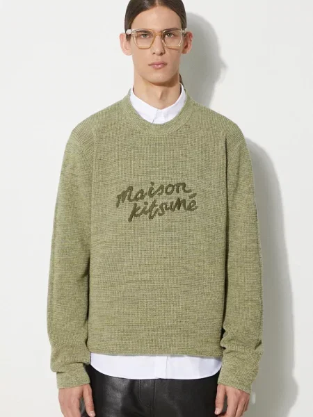 Maison Kitsuné pulover de Handwriting Comfort Jumper verde