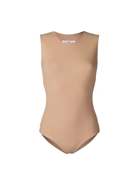 Koszulka Maison Margiela bez rękawów elegancka z dżerseju beżowa