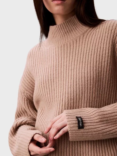 Вовняна водолазка Calvin Klein Jeans чанкі бежева