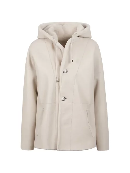 Reversibil palton Enes din piele alb