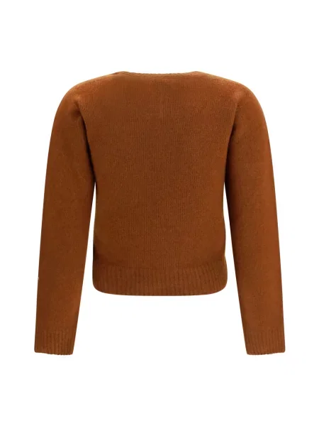 Jedwabny sweter Tom Ford z okrągłym dekoltem klasyczny brązowy