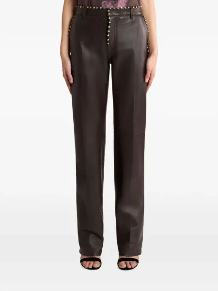 Pantaloni Etro din piele cu tepi maro