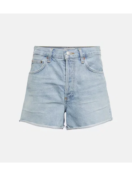 Szorty jeansowe Agolde z wysoką talią niebieskie