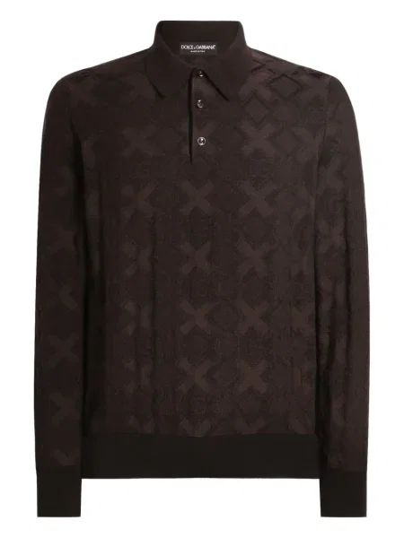 Polo Dolce & Gabbana cu imprimeu geometric maro