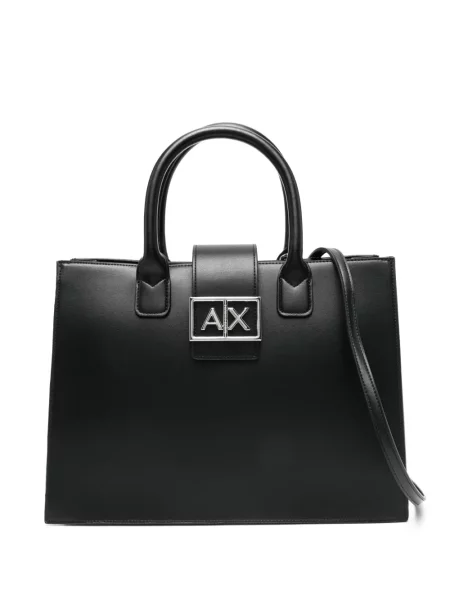 Geantă shopper Armani Exchange cu autograf negru