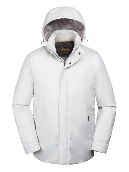Geacă Moorer cu glugă alb