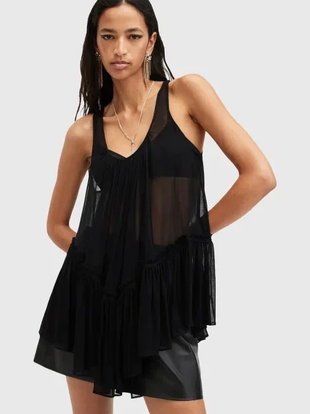 Блуза AllSaints RACH с изчистен дизайн черно
