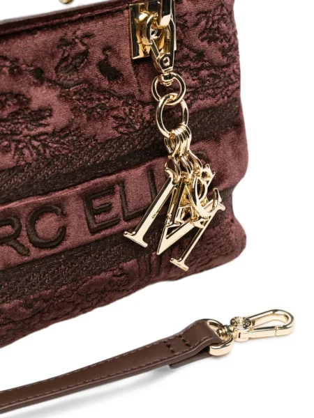 Geantă shopper Marc Ellis cu broderie de catifea maro