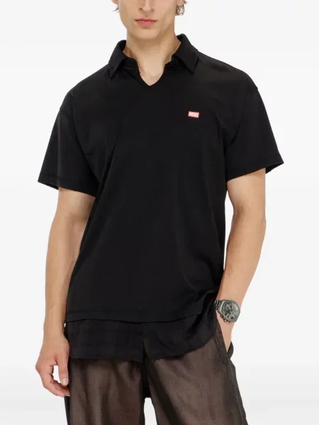 Καρό polo Diesel από ζέρσεϋ μαύρο