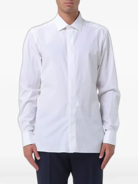 Gulerat cămașă Zegna clasică din poplin alb