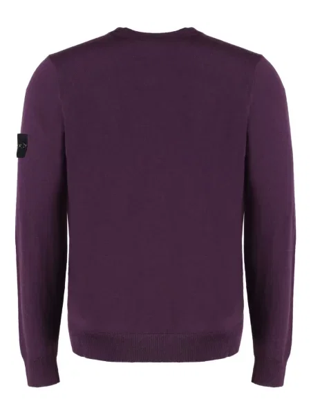 Pulover Stone Island de lână cu decolteu rotund cu strasuri violet