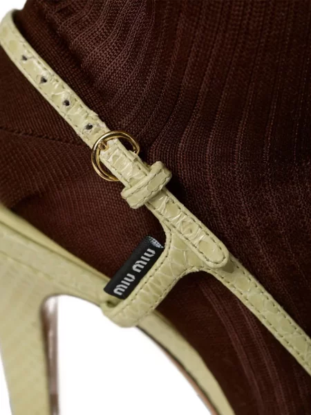 Sandale Miu Miu din piele slingback verde