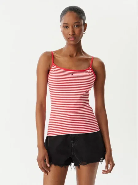 Tommy Jeans Top Essential deschis roșu