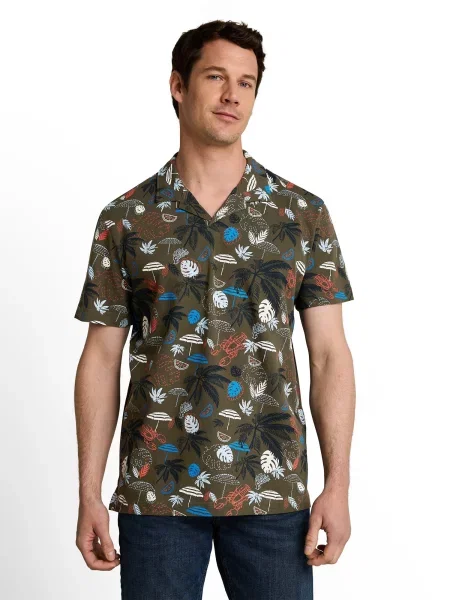 TOM TAILOR Tricou kaki / roșu alb