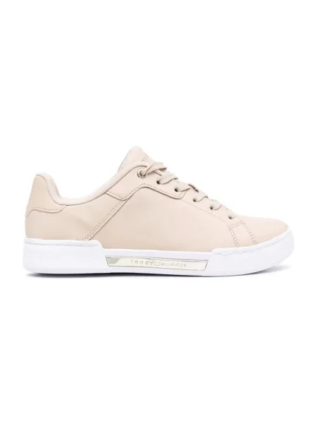 Sneakersy Tommy Hilfiger sznurowane skórzane do tenisa białe