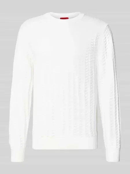 Sweter z fakturą imitacja dzianiny model Simond' Hugo biały