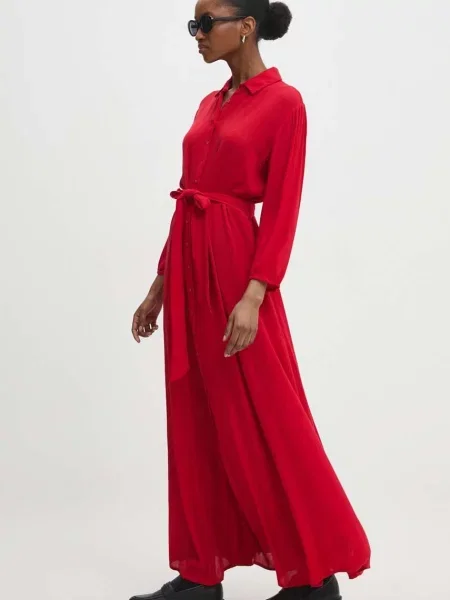 Answear Lab sukienka maxi rozkloszowana czerwony