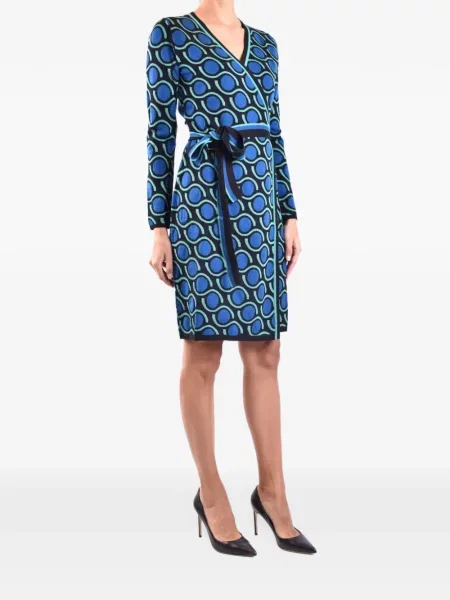 Rochie mini Dvf Diane Von Furstenberg cu imagine cu imprimeu geometric plic albastru