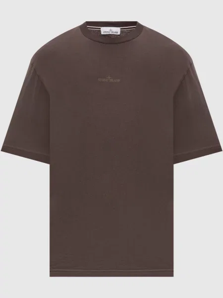Футболка з принтом логотипа Stone Island коричнева