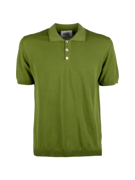 Scurt tricou polo Alpha Studio tricotate verde