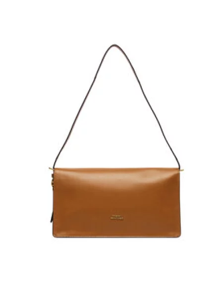 Kabelka Tommy Hilfiger Crest Leather Conv Shoulder Bag hnedá