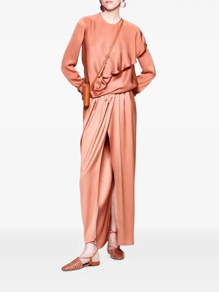 Bluză Giorgio Armani cu volane drapată portocaliu