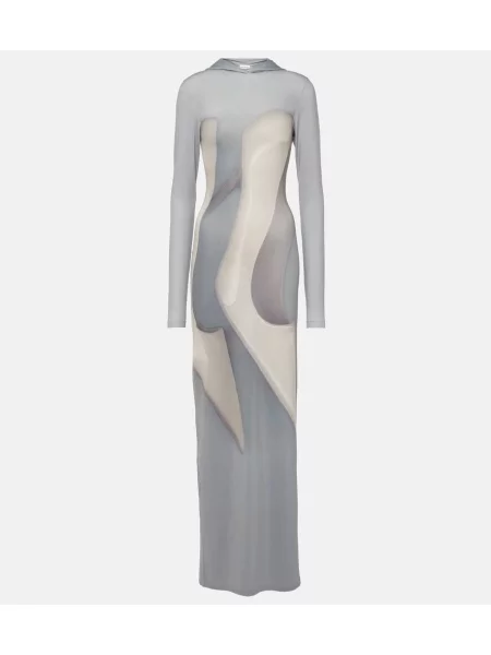 Sukienka maxi Acne Studios z nadrukiem z dżerseju garniturowa szara