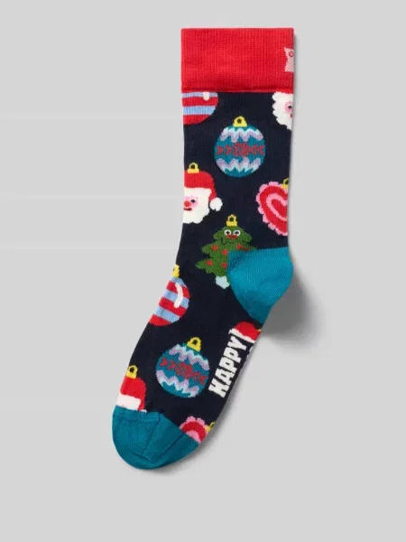 Skarpety z bożonarodzeniowym nadrukiem z motywem Happy Socks granatowe