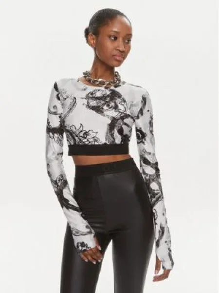 Cropp top din denim Versace Jeans Couture alb