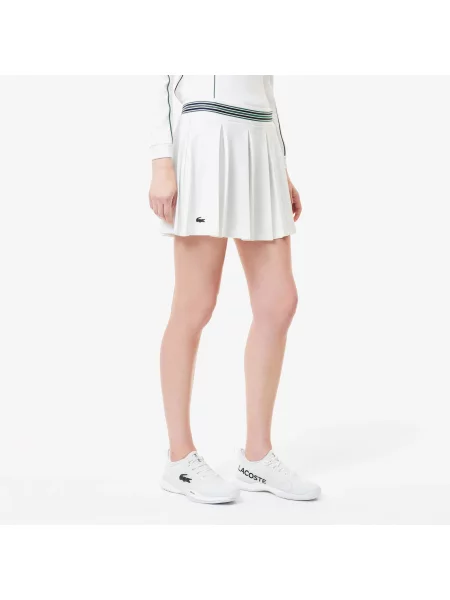Lacoste Spódniczka Tenisowa Z Piki Ze Zintegrowanymi Szortami biała