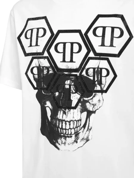 Marškinėliai Philipp Plein akmenys balta