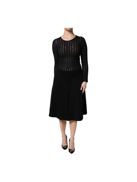 Sukienka midi Dolce And Gabbana w kształcie litery A czarna