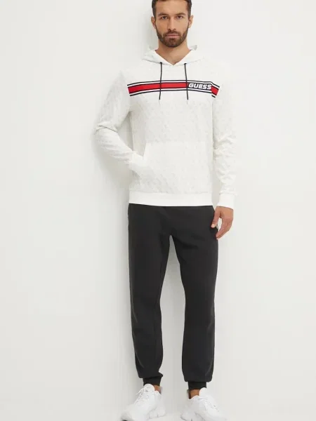 Guess bluza z kapturem wzorzysta biały