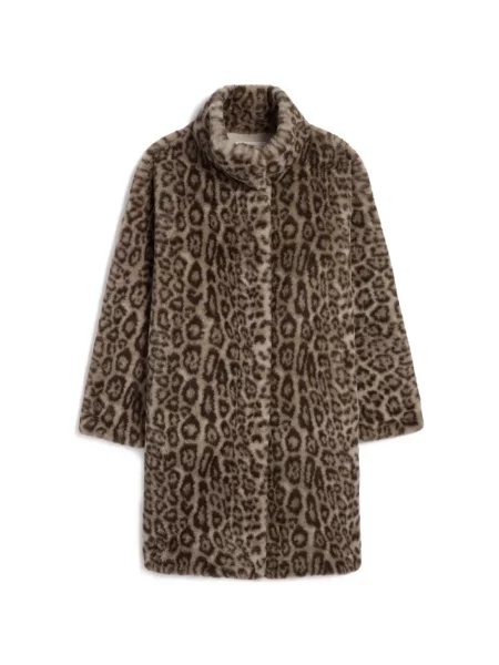 Palton de blană Apparis cu imagine cu model leopard cu blană
