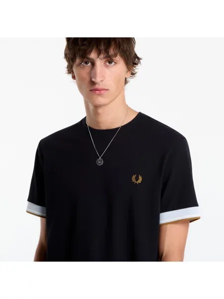 Tričko FRED PERRY Twin Tipped Cuff T-shirt Black XL černé