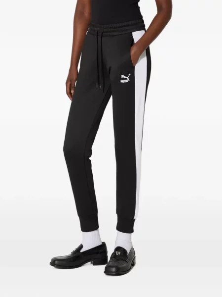 Pantaloni Puma cu dungi alergare negru