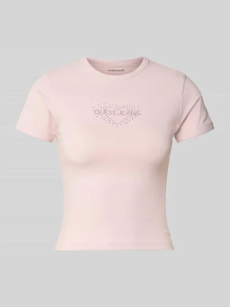 Guess Jeans T-shirt z bawełną różowa
