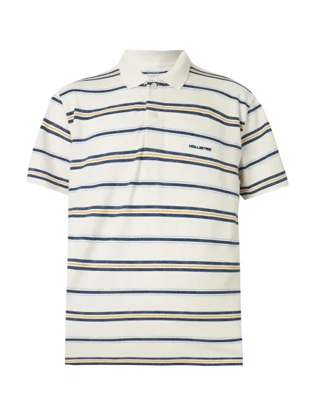 HOLLISTER Tričko námořnická modř / žlutá / světle šedá bílá