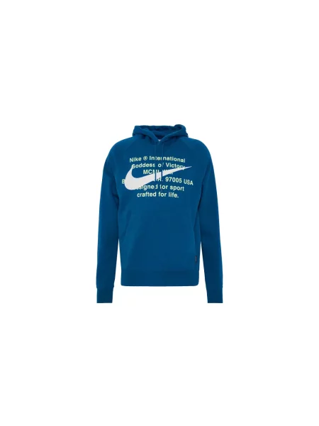 Hanorac cu glugă Nike din material terry albastru
