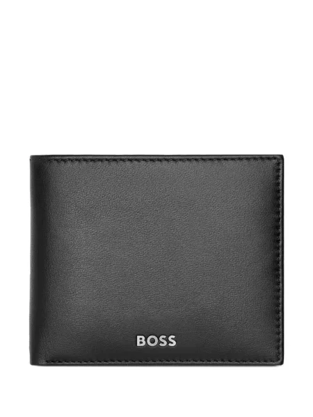 Portofel Boss din piele cu imagine negru