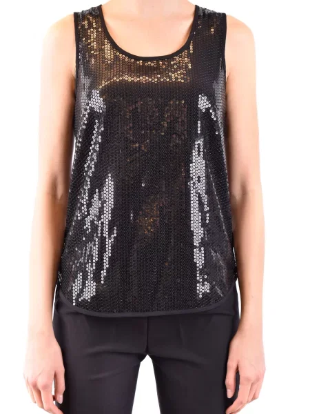 Top P.a.r.o.s.h. cu paiete fără mâneci negru