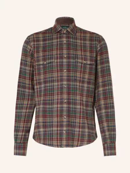 Hackett London Flanelová Košile Comfort Fit tmavě modrá / tmavě / zelená červená