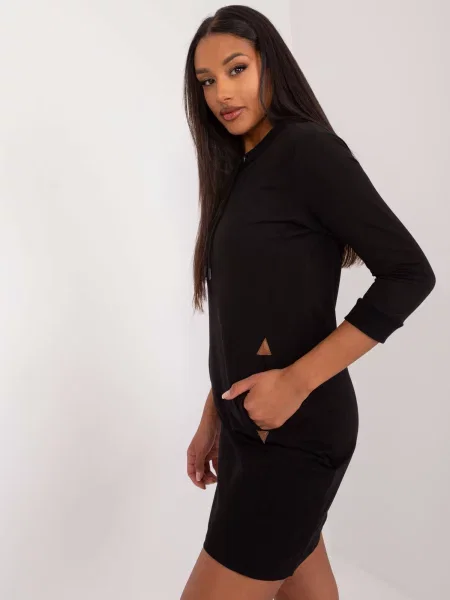 Rochie Rue Paris din jerseu negru