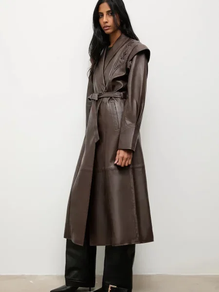 Шкіряний плащ Answear.LAB коричневий