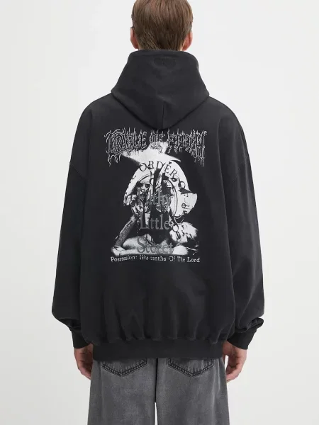Μπλούζα VETEMENTS Cof Filthy Secret Oversized με κουκούλα μαύρο