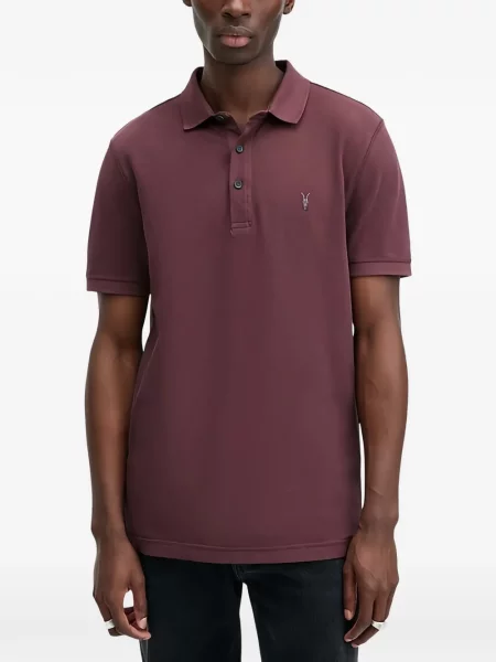 Tricou polo Allsaints cu broderie roșu