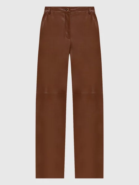 Шкіряні штани LEGNO Max Mara коричневі