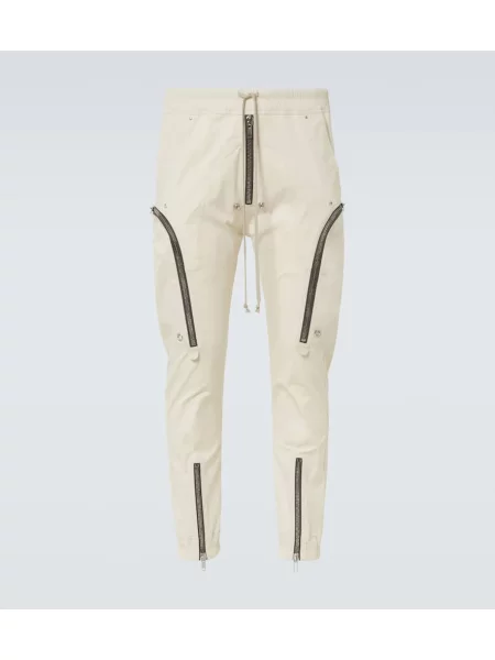 Poplínové cargo kalhoty Rick Owens bílé