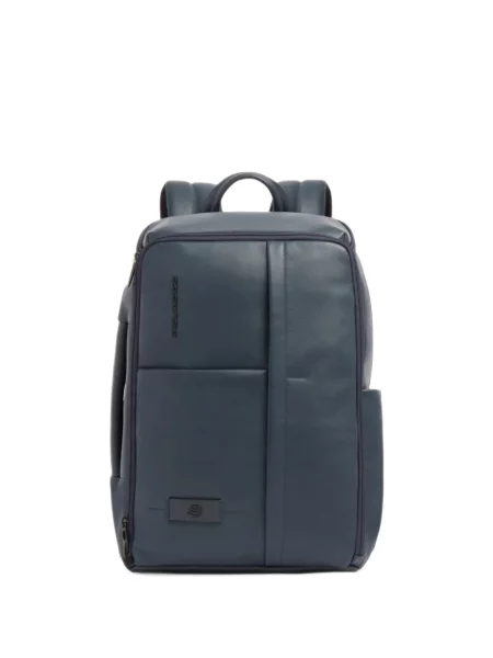 Rucsac Piquadro din piele cu autograf albastru