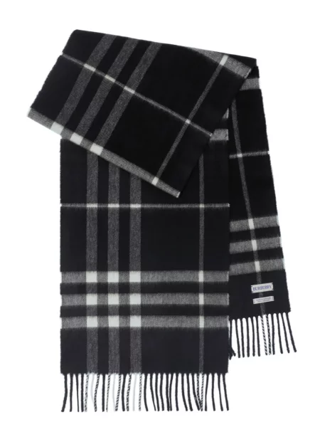 Fular Burberry din cașmir în carouri negru
